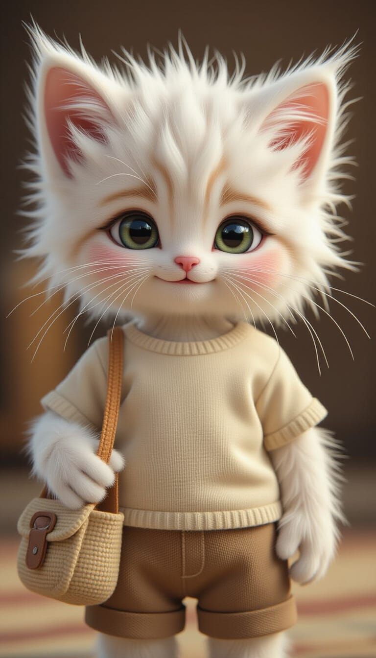 Realistic Kitten Boy with Innocent Eyes