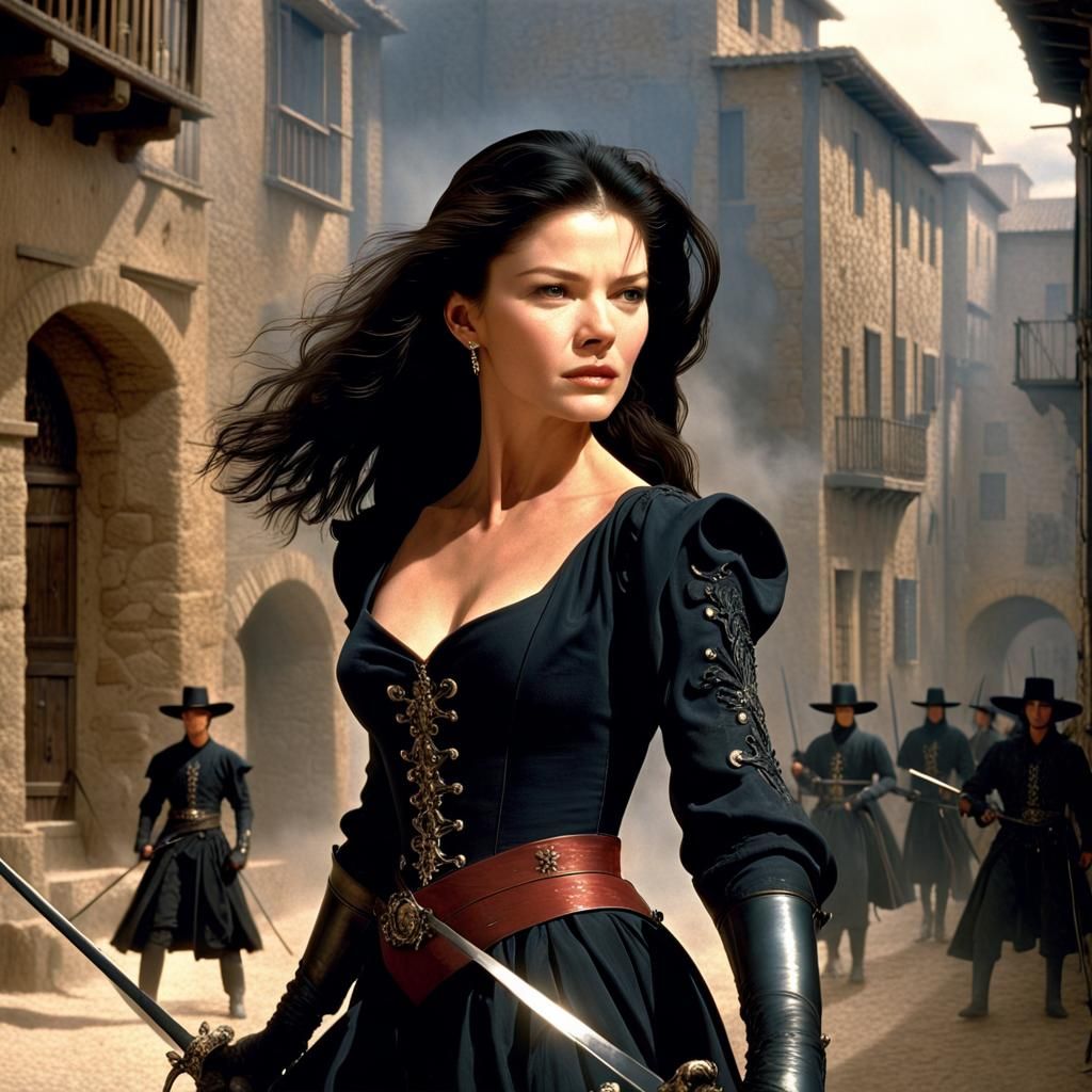Catherine Zeta-Jones as Zorro in Digital Painting