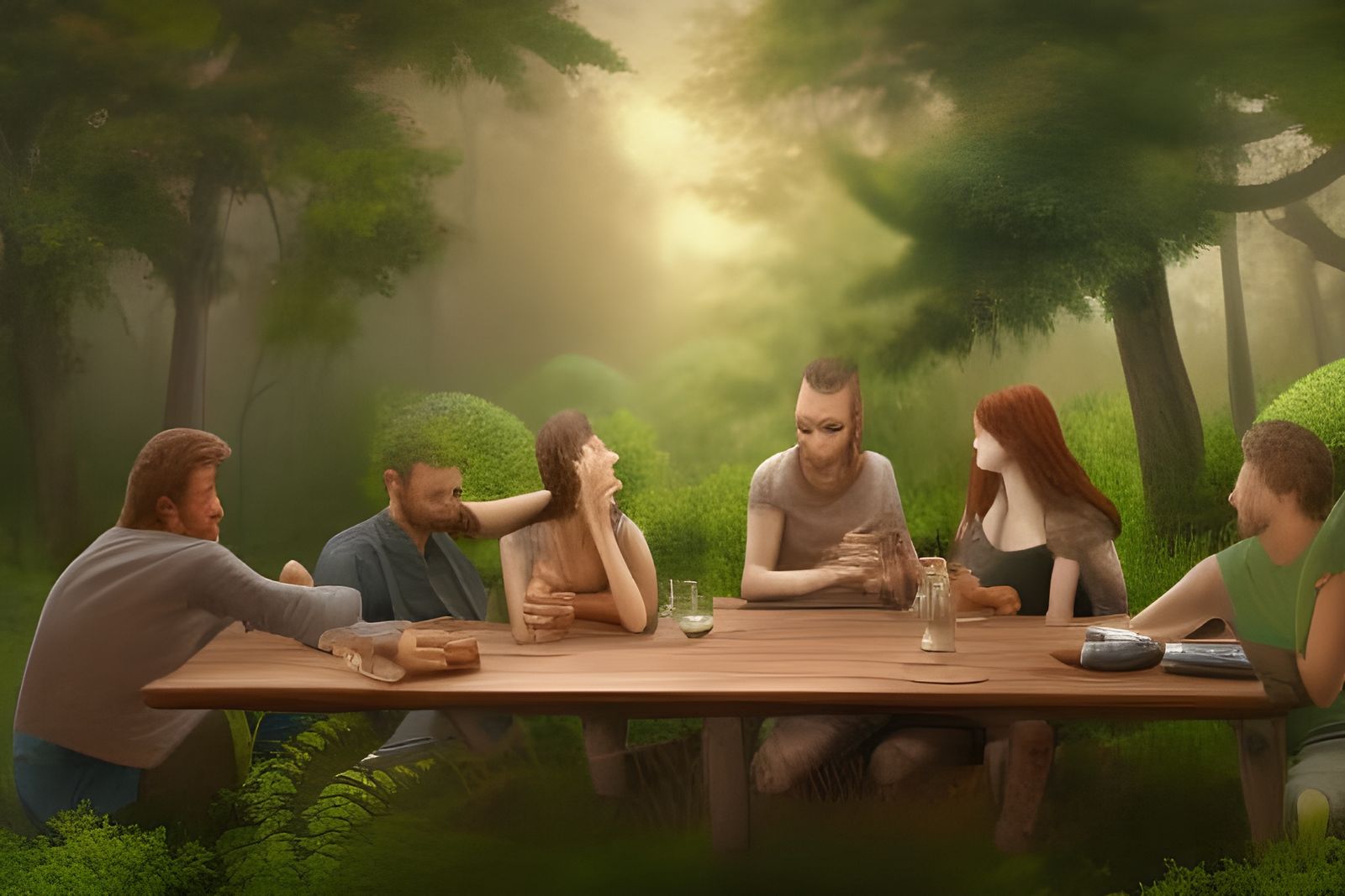 Friends Drinking Beer on a Fantastical Porch