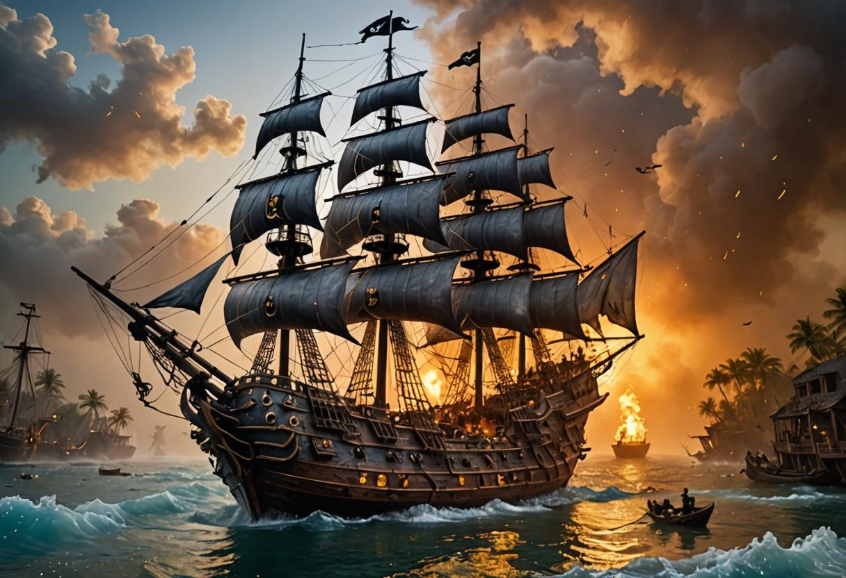 Pirate Ship on Glass Sea, Blenko Style