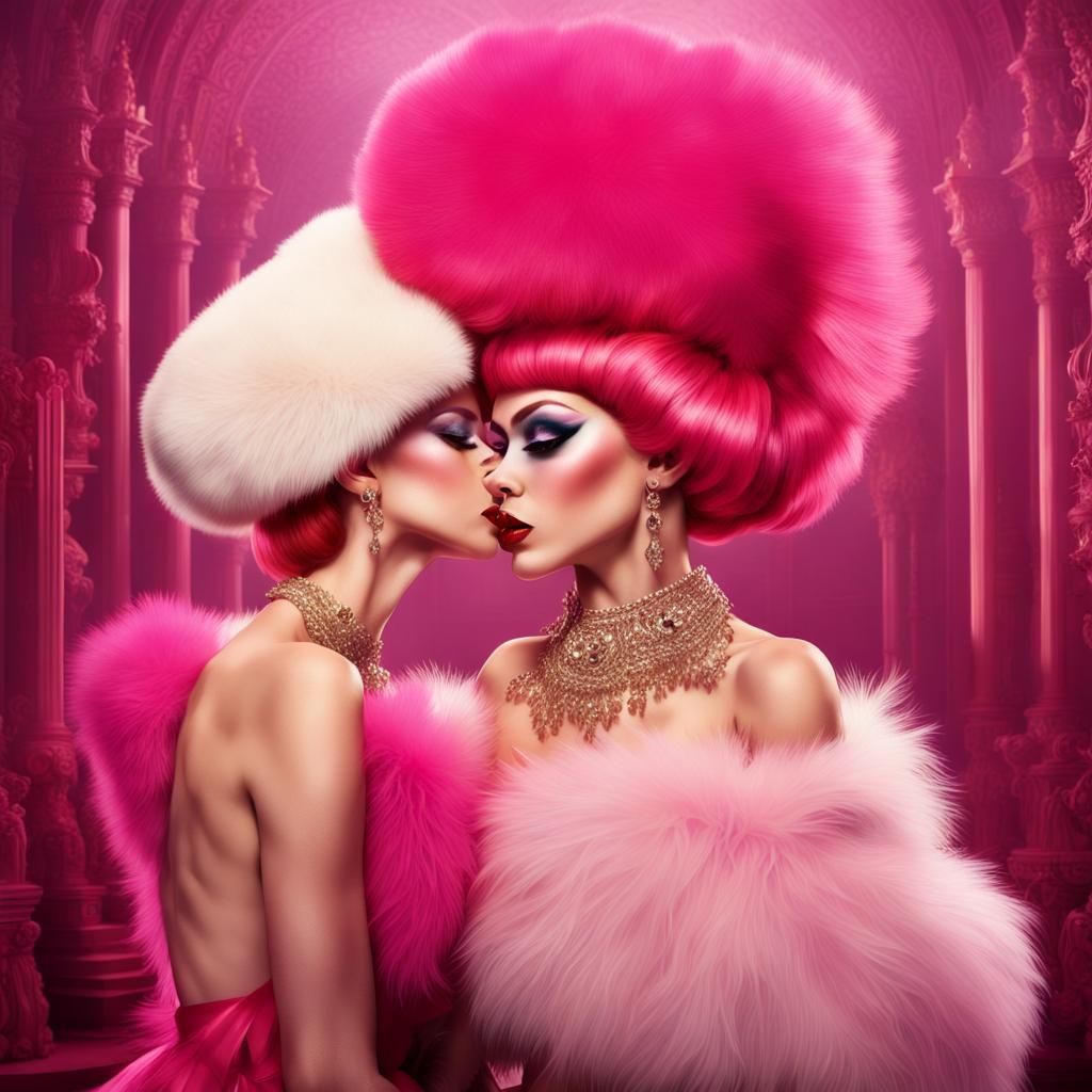 Drag Queens with Bouffant Hair in Detailed Matte Painting