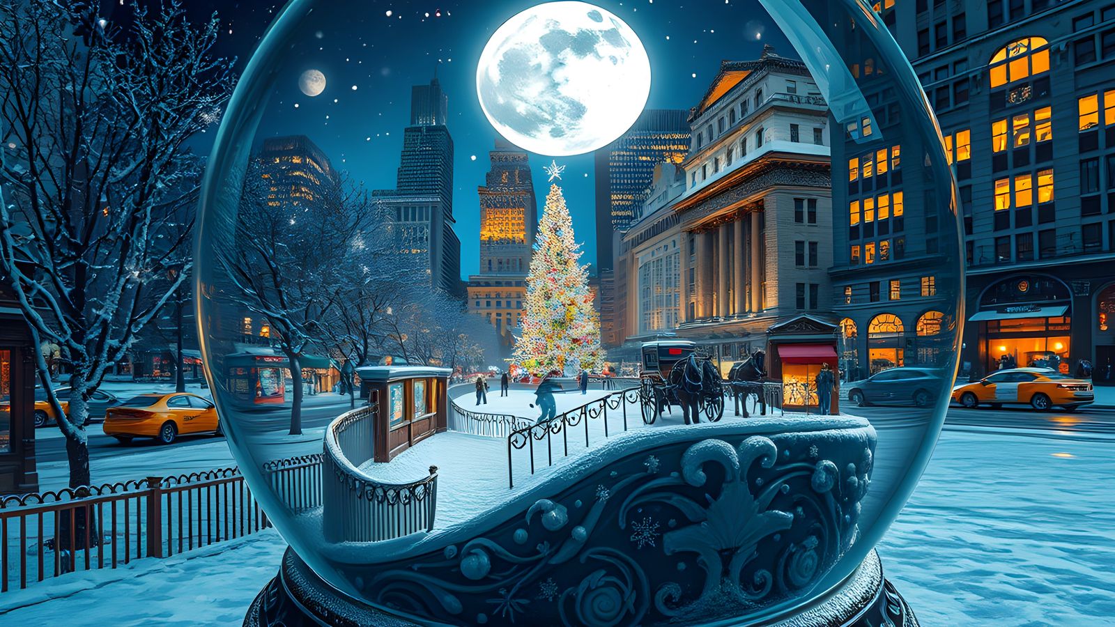 Snow Globe Winter Scene in New York City