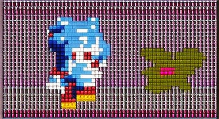 Sonic and Amy Rose: 16-bit Cross-Stitch Pixel Art