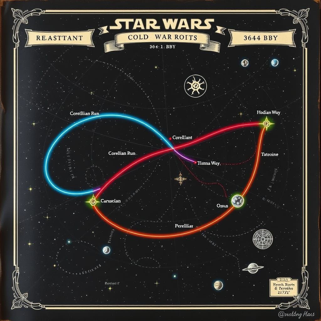 Vintage Star Wars Galaxy Map in Cyberpunk Style