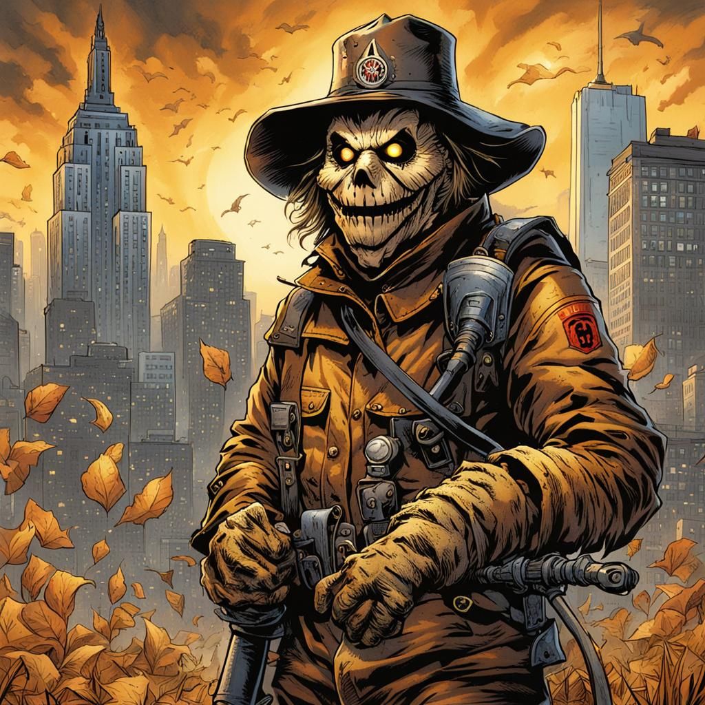 Scarecrow as NYC Firefighter in Comic Book Art