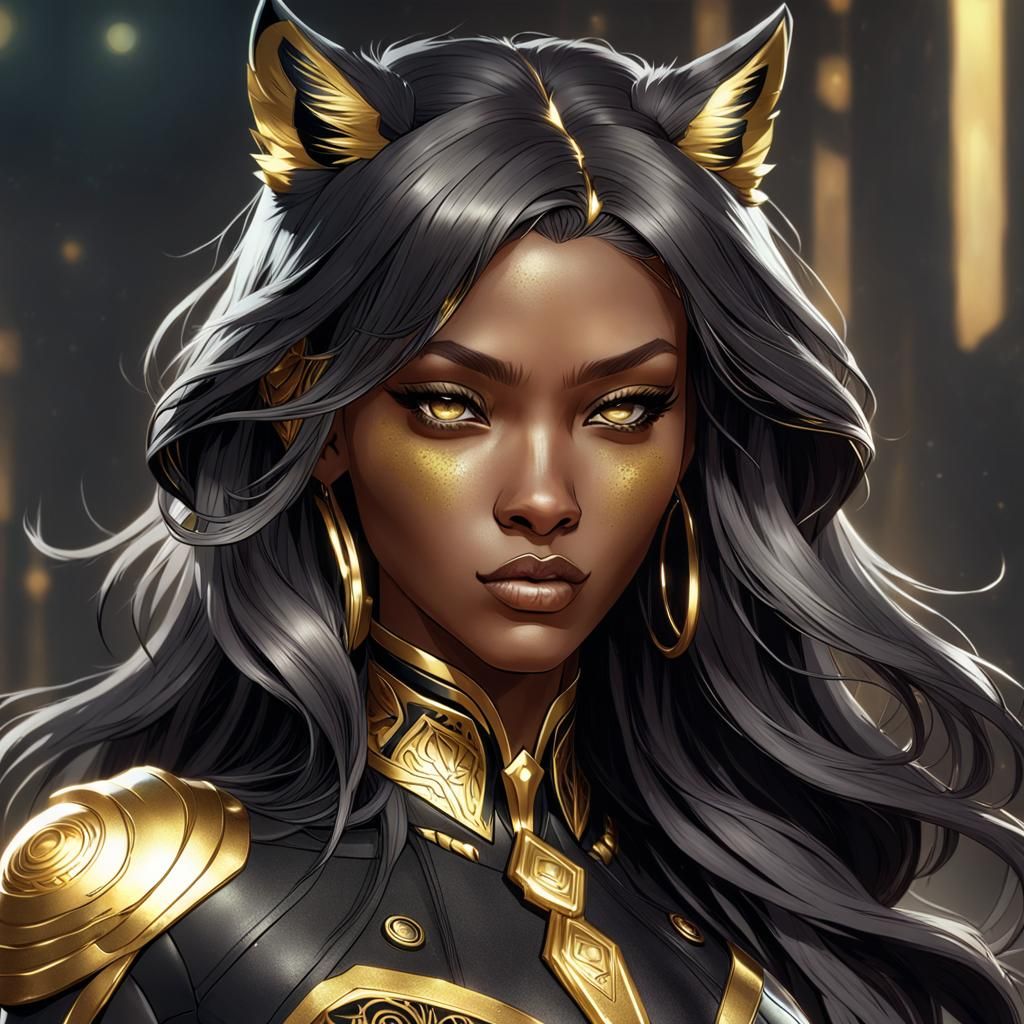 Teenage Wolf Girl Portrait in Hyperdetailed Digital Art Styl...
