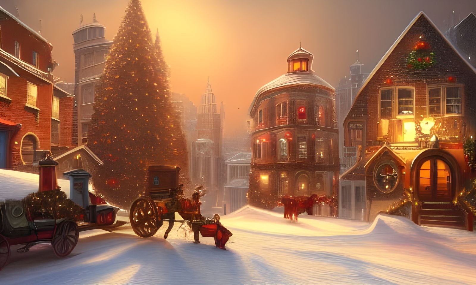Steampunk Christmas Painting in Hyperdetailed Style