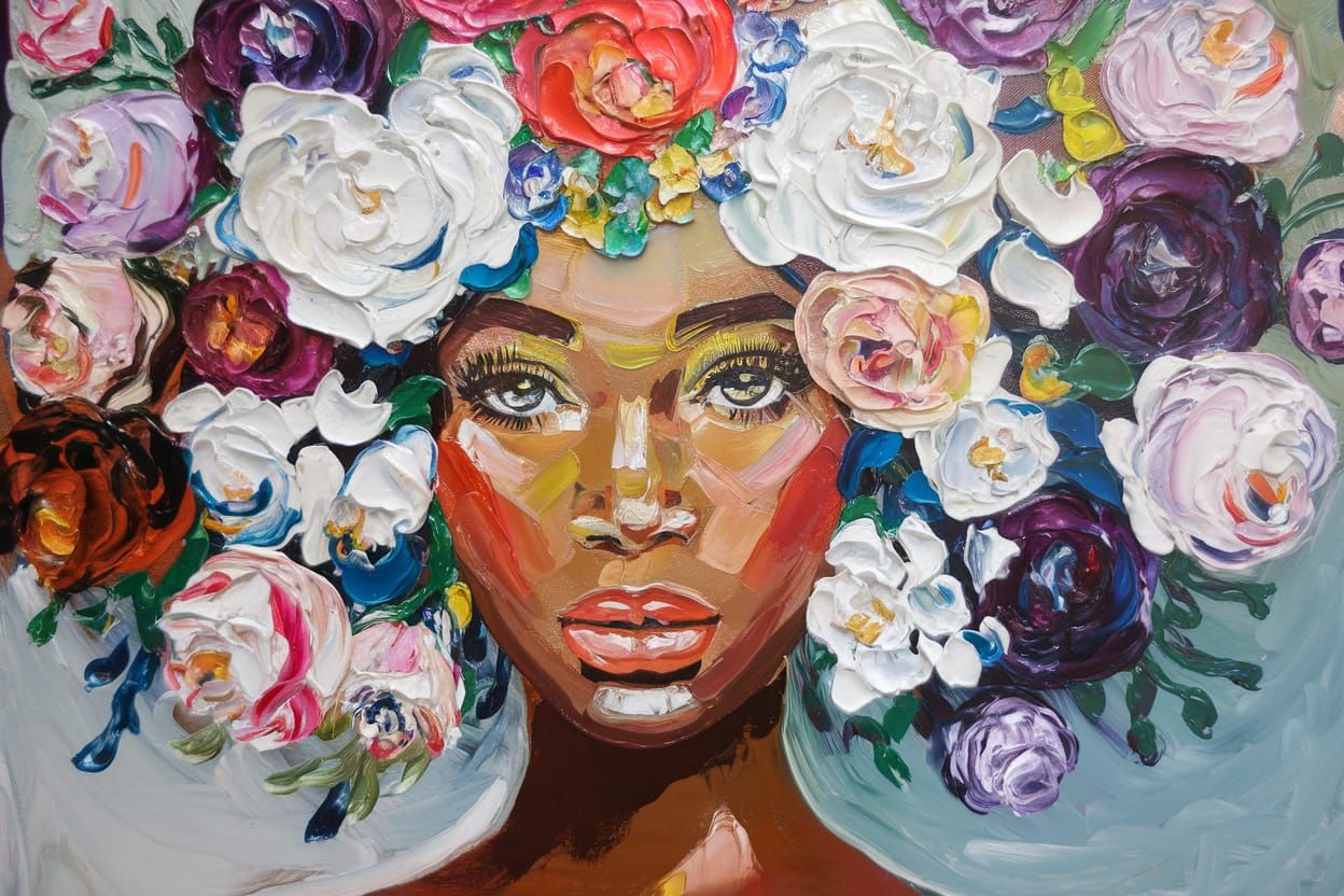 Distance of an oil painting portrait that embodies {{<by up-to-date stylized+impressionism techniques hyperdetailed aest...