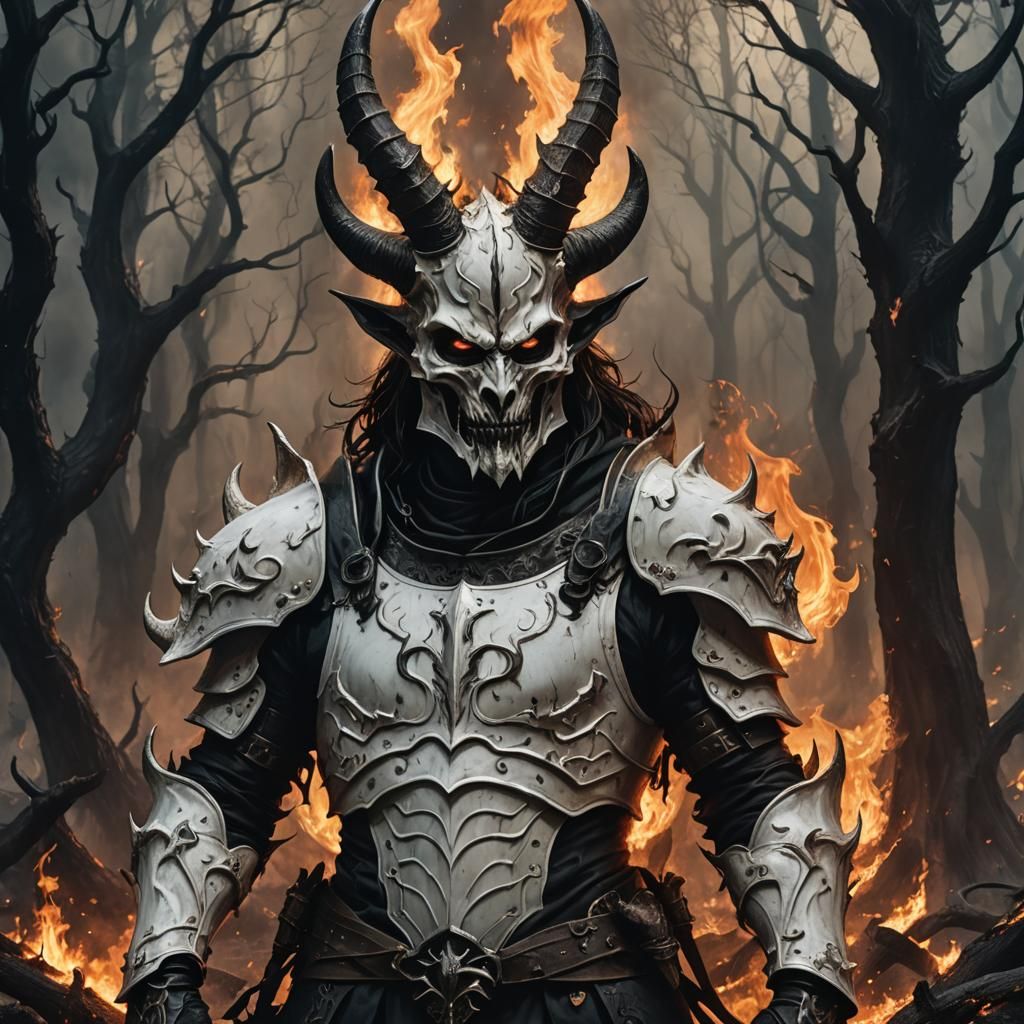 Devil in White Armor Amidst Black Fire