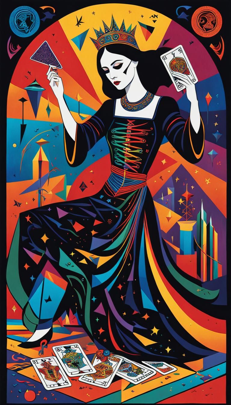 Cubist Designer Draws Death Tarot Card in Dreamscape