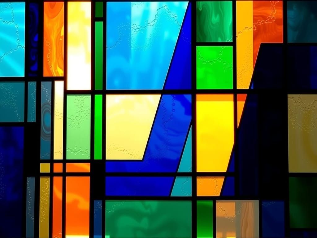 Geometric Stained Glass Abstraction in Vibrant Colors