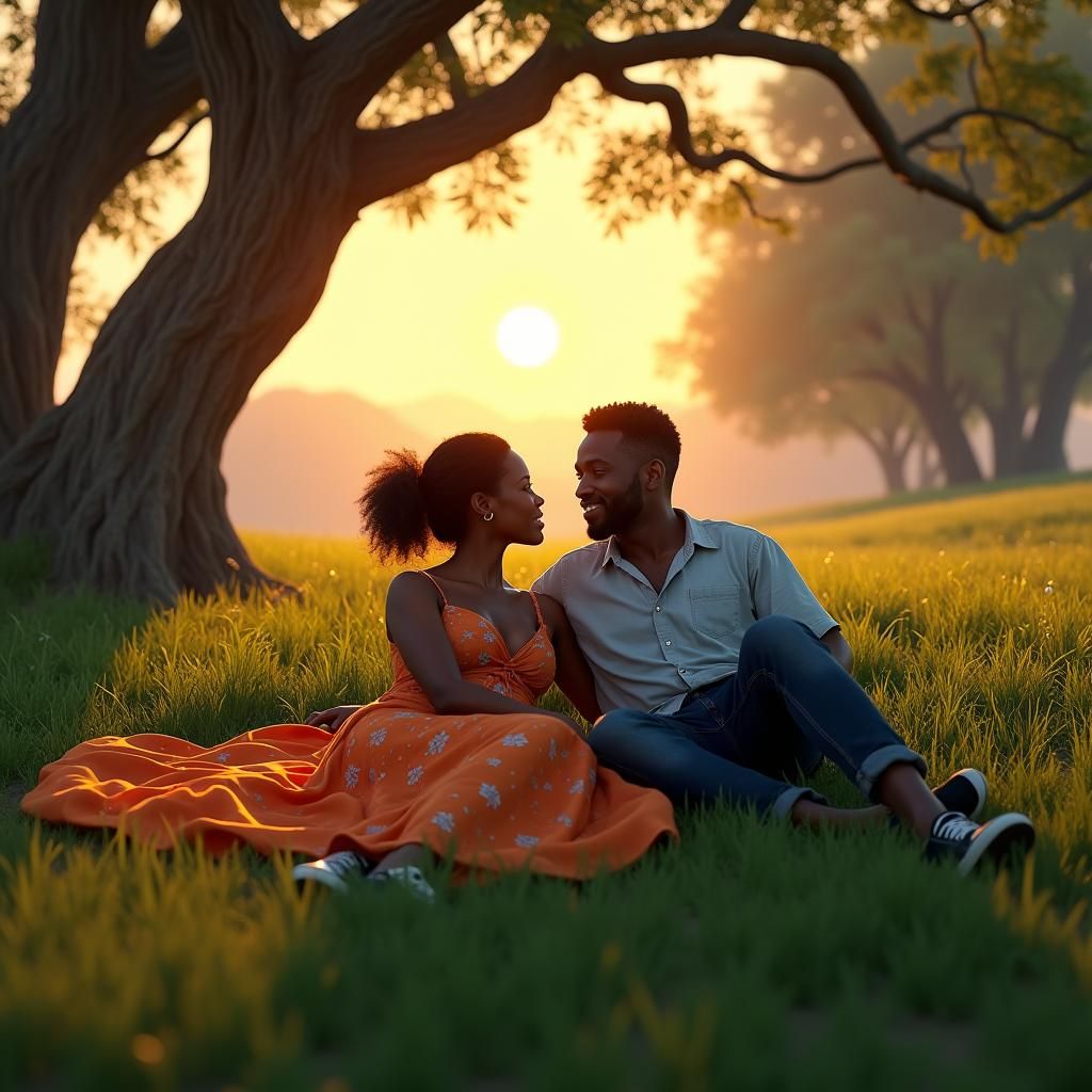 Intimate Sunset Date, Matte Painting