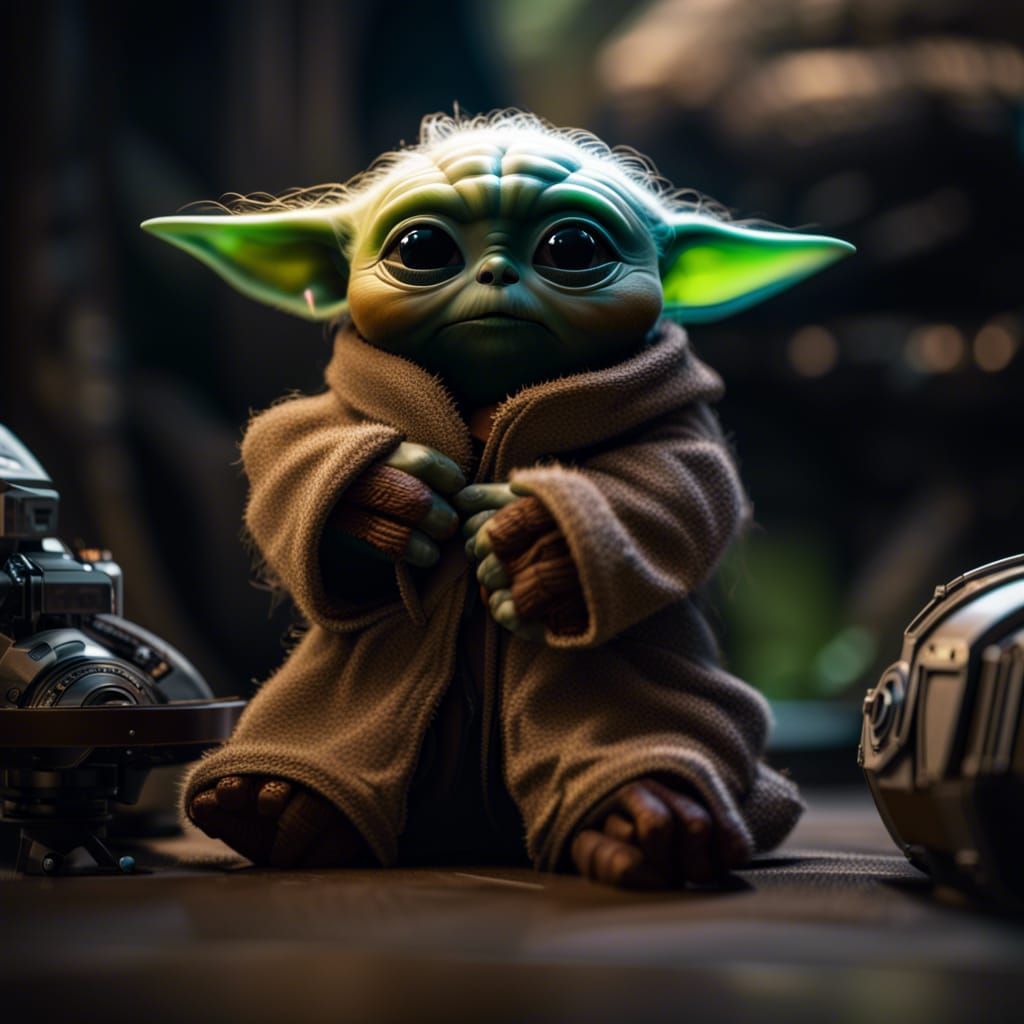 Hyperrealistic Wookie Baby Yoda in Cinematic HDR