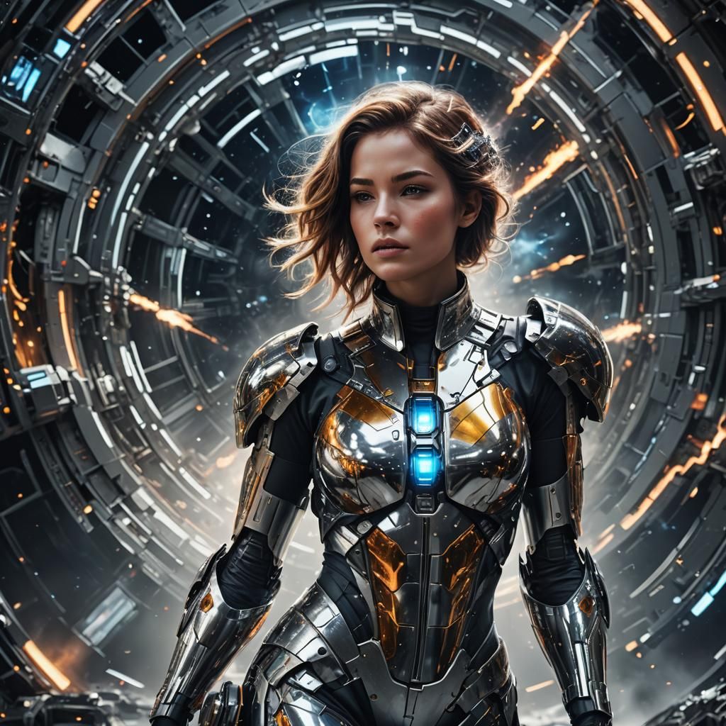 Futuristic Space Woman with Supernova Explosion