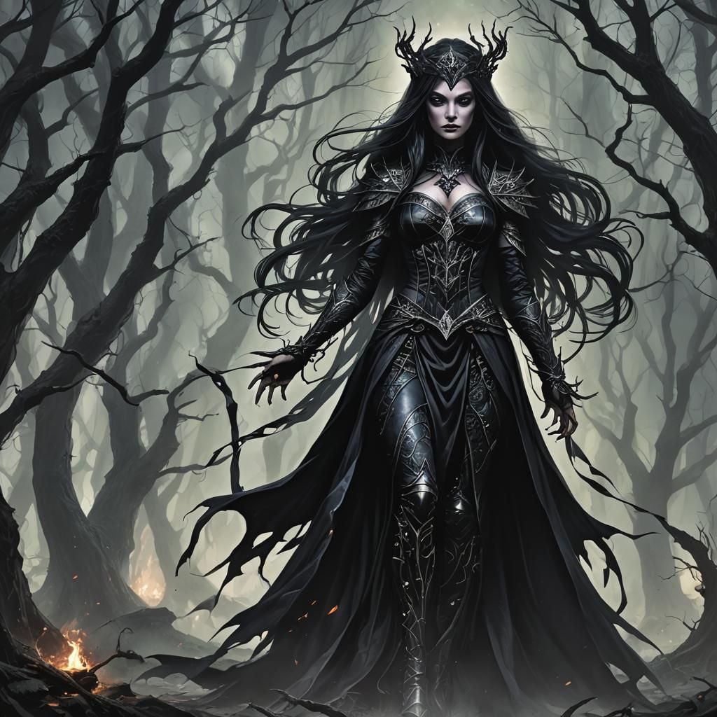 Mysterious Dark Enchantress of Shadows
