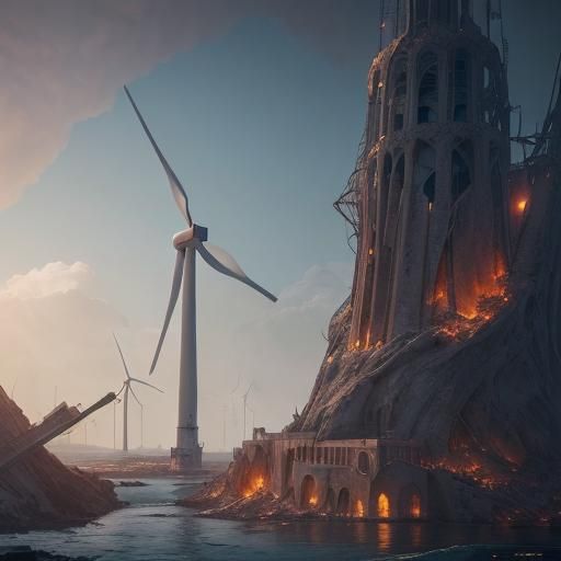 Wind Turbines Destroyed in Mediterranean City