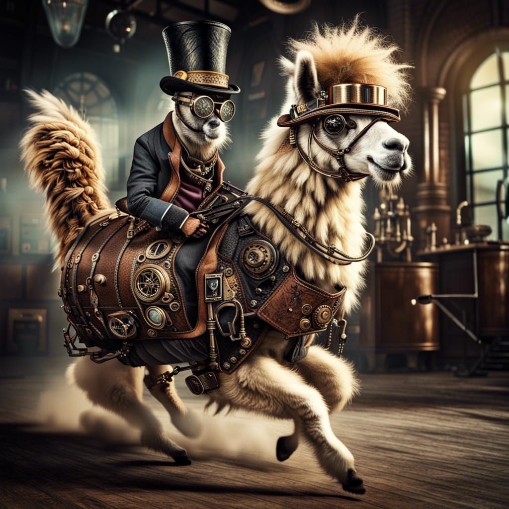 Steampunk Llama Escape from Mad Scientist