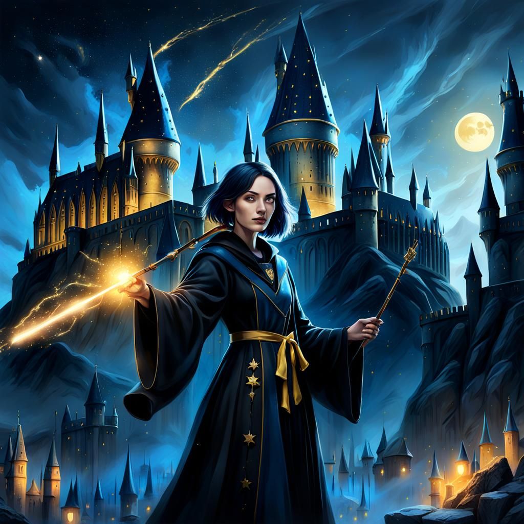 Ethereal Ravenclaw Enchantress Before Hogwarts Castle