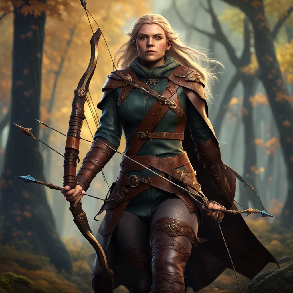 Female Wood Elf Ranger in Detailed Matte Painting