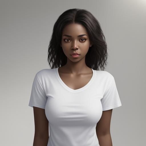Photorealistic Mockup of Woman in White T-Shirt
