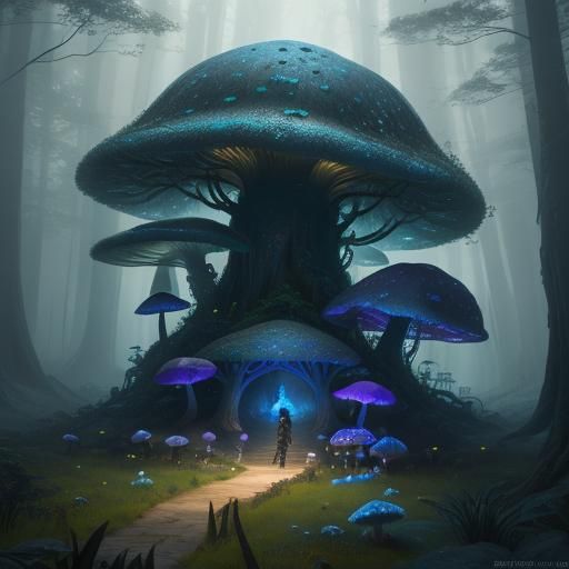 Mystical Being in Dreamlike Forest: Digital Matte Painting