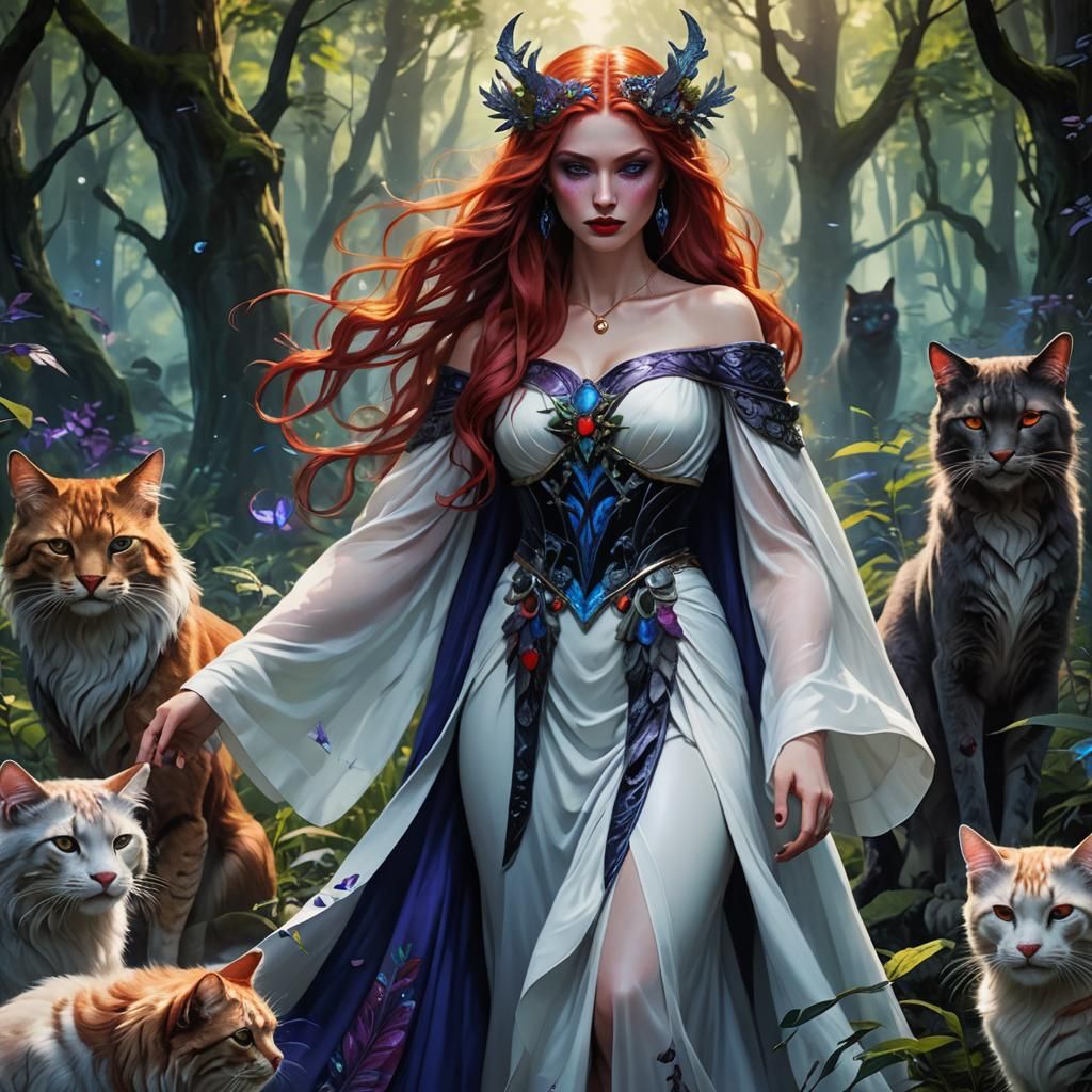 Goddess in Forest Clearing: Digital Fantasy Art