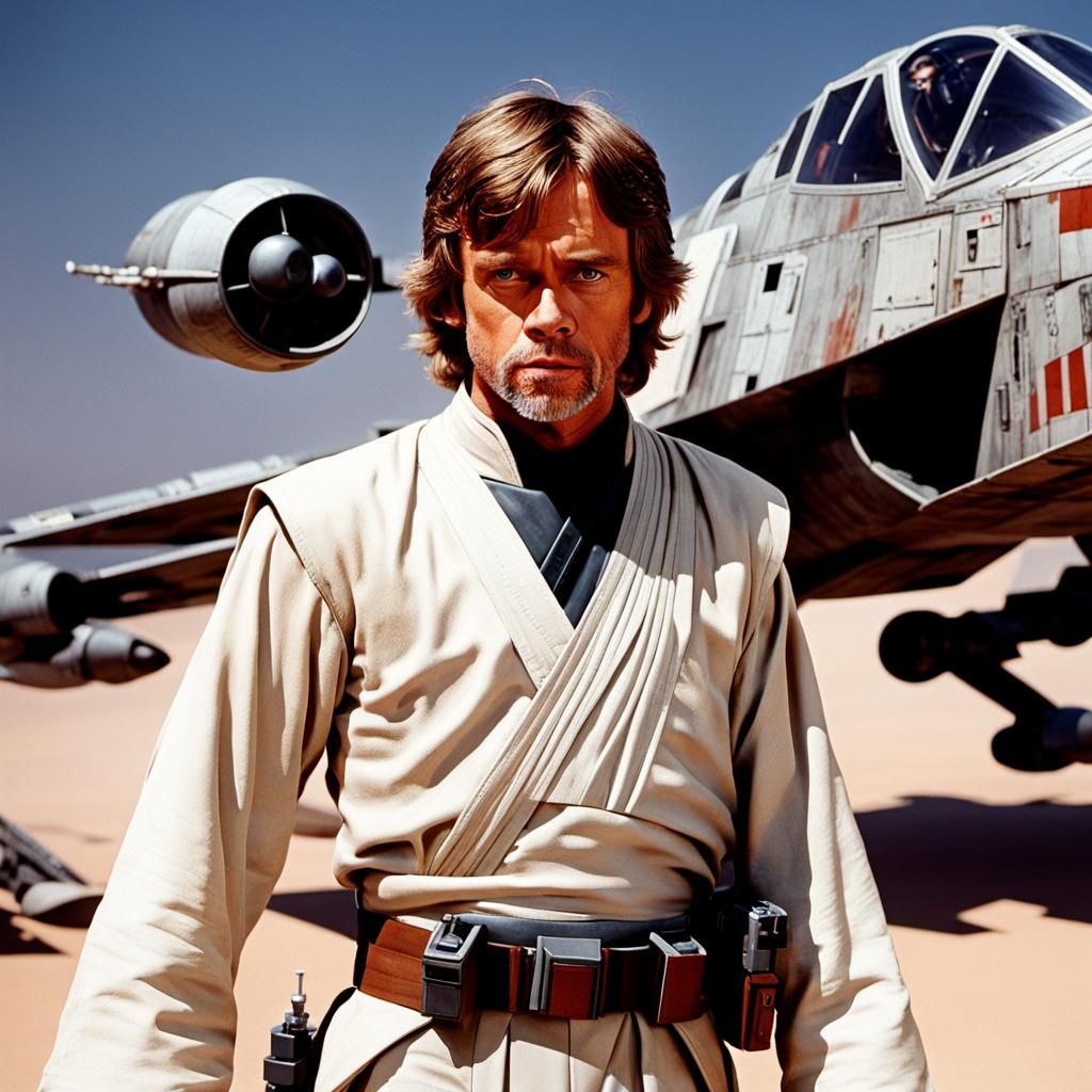 Luke Skywalker with X-Wing Fighter, Hyperdetailed