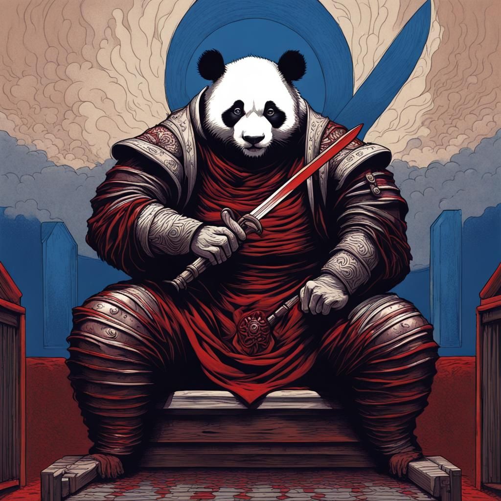 Panda Samurai in Escher-Giger Fusion Dojo