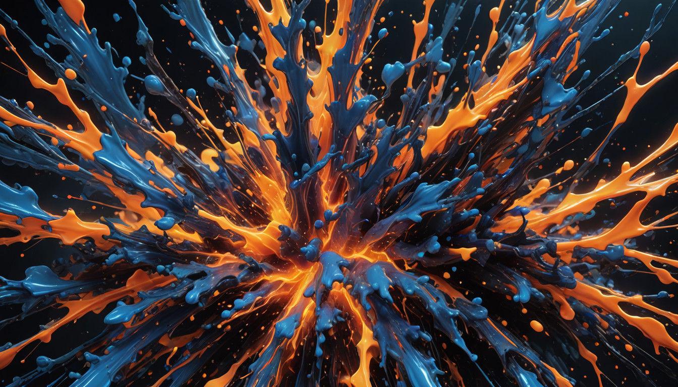 Vibrant Neon Splatters Shine in Hyper-Realistic Digital Art