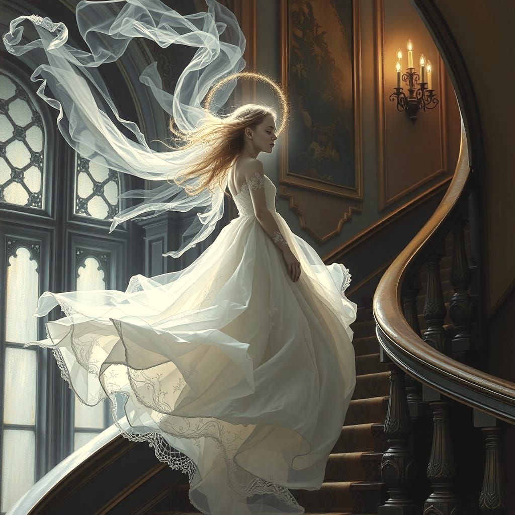 Ethereal Victorian Ghost Girl in Phantasmal Dress