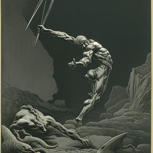 Gothic Horror Scene in the Style of Doré