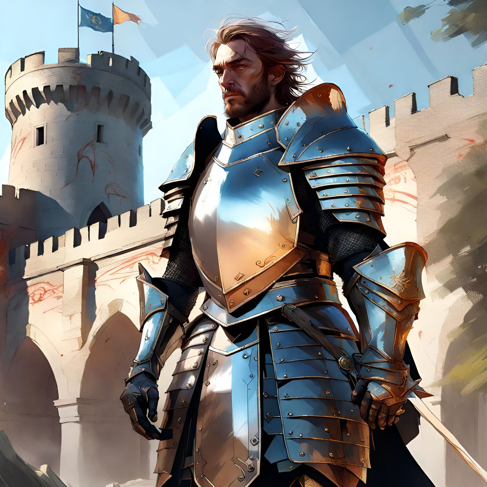 Imposing Knight Portrait in Digital Painting Style