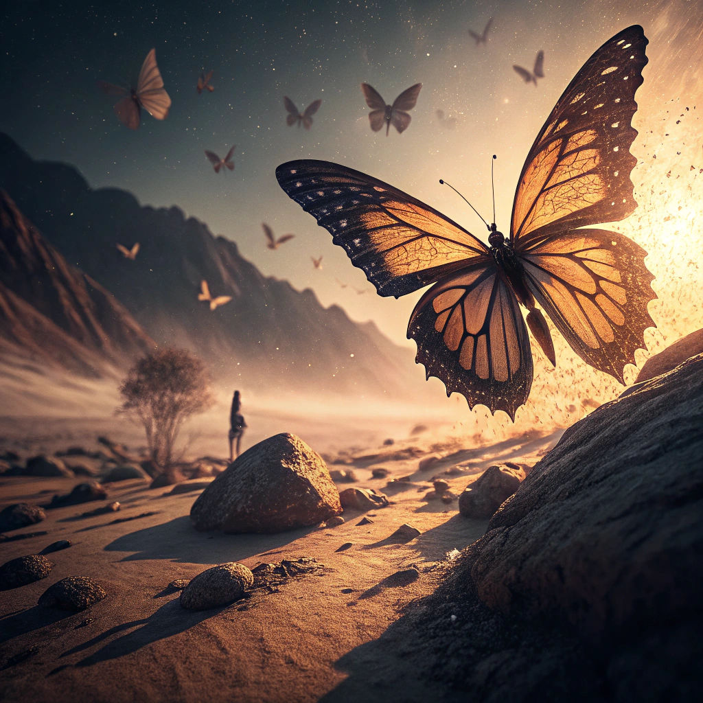 Butterfly Wings Foreshadow Distant Cataclysm in Film Still