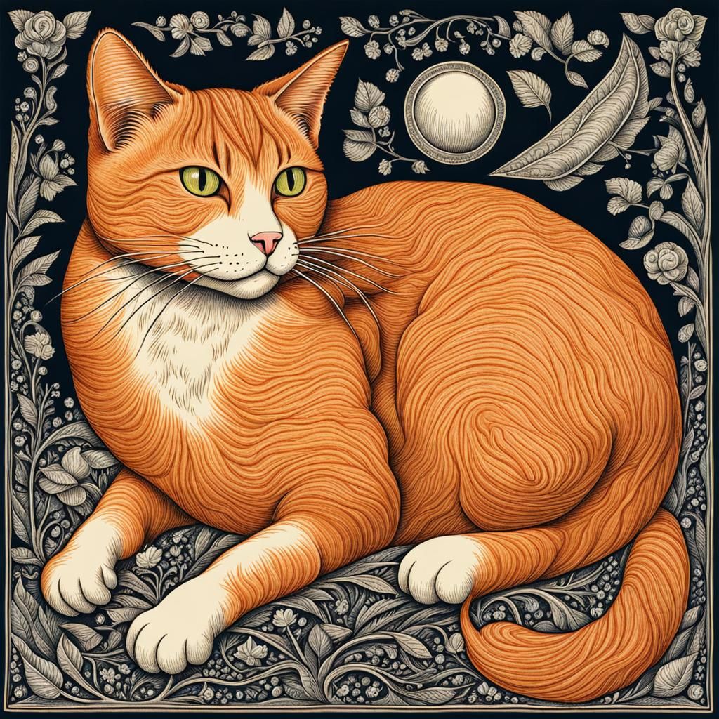 Lasagna Cat as William Blake Engraving