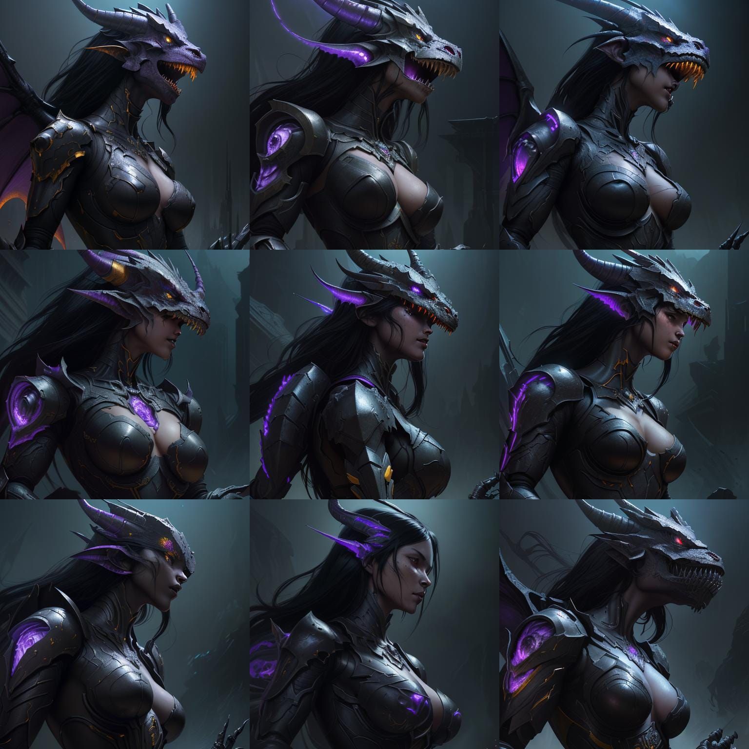 Hyperdetailed Robot Dragon Woman in Dark Fantasy Style