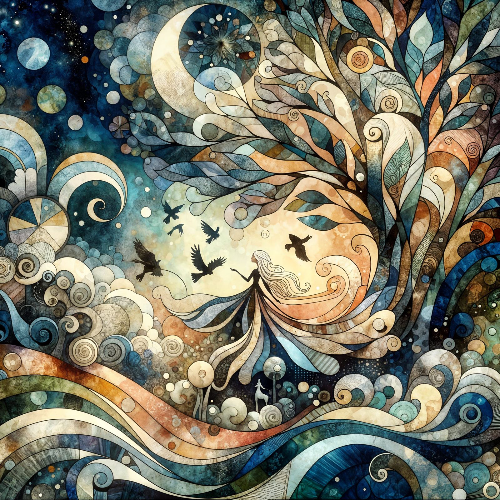 Fairytale World in Paper Collage Style