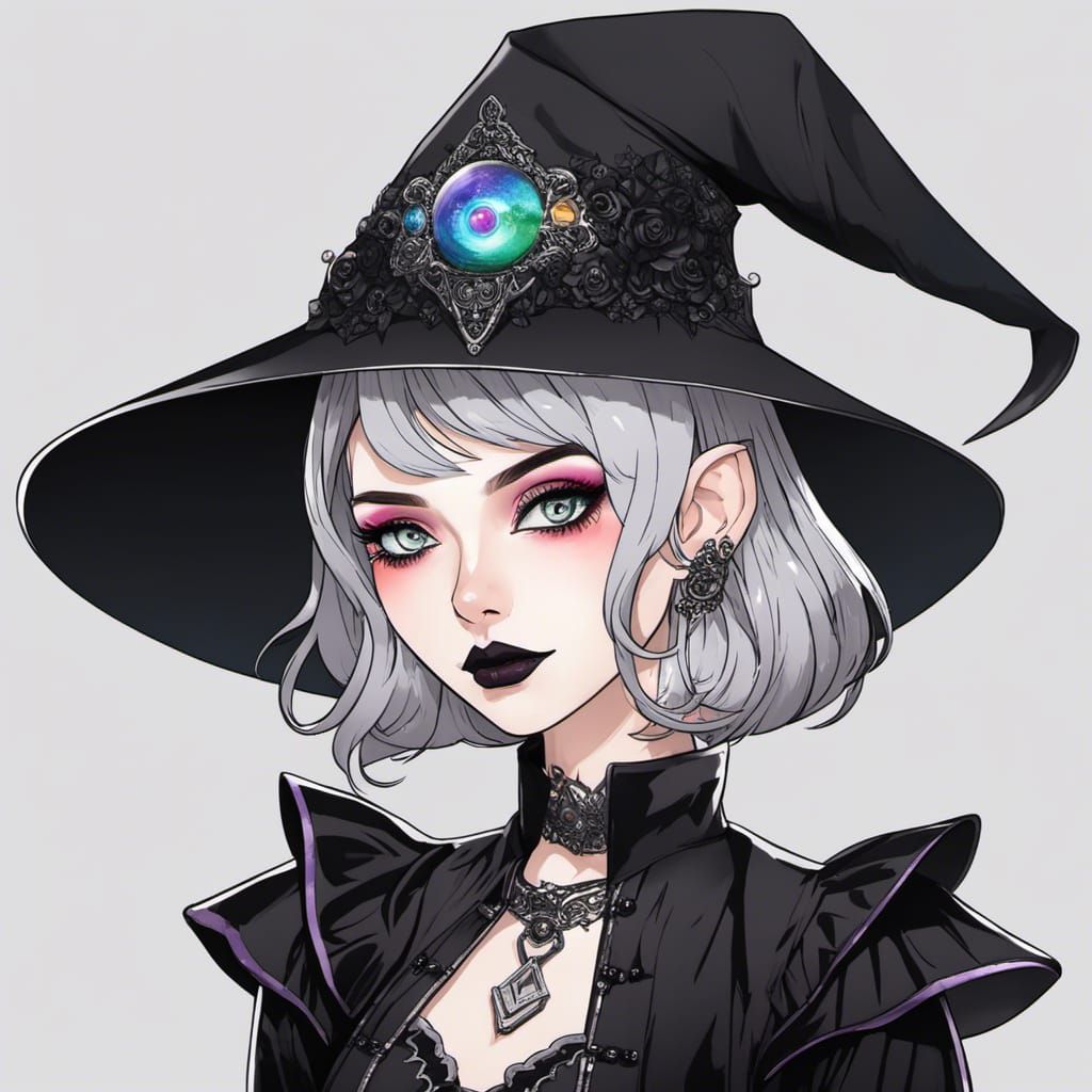 Anime Portrait of a Goth Witch Girl