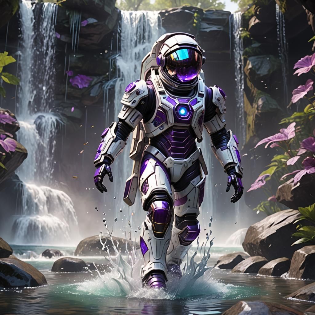 Biomechanical Astronaut in Stained Glass Armor