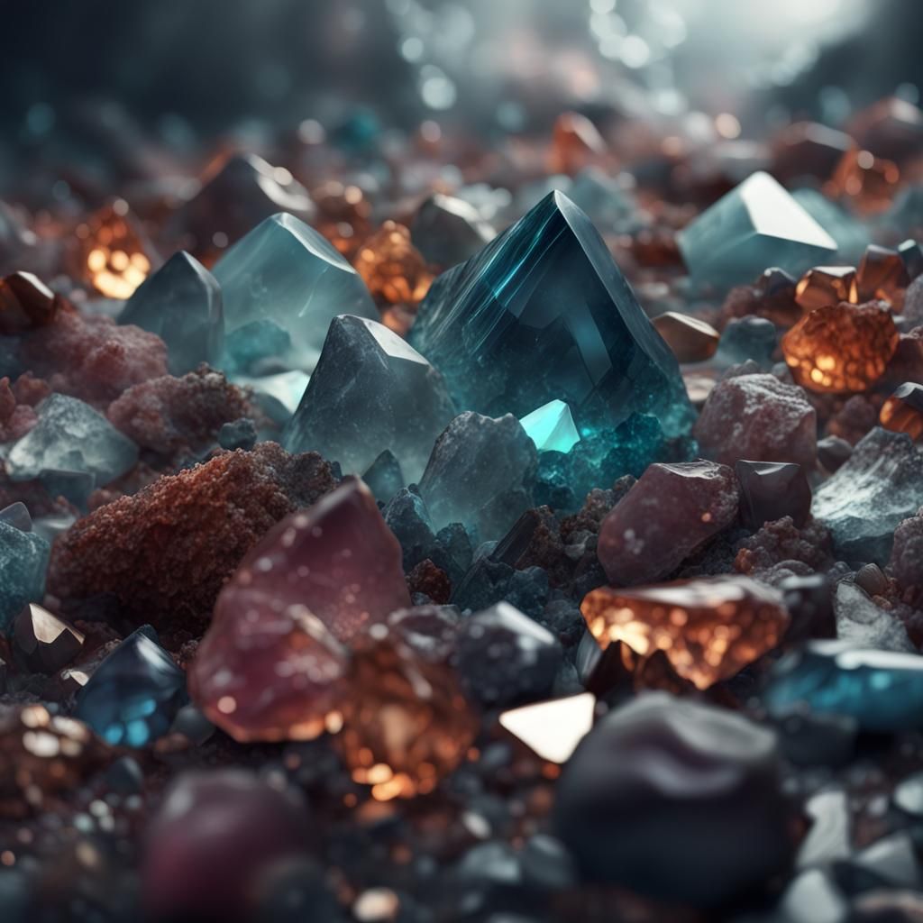 Brilliant Gemstone Shards in Digital Matte Painting