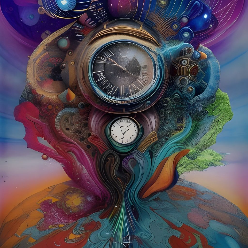 Keeper of Time and Space: Vivid Mixed Media Art