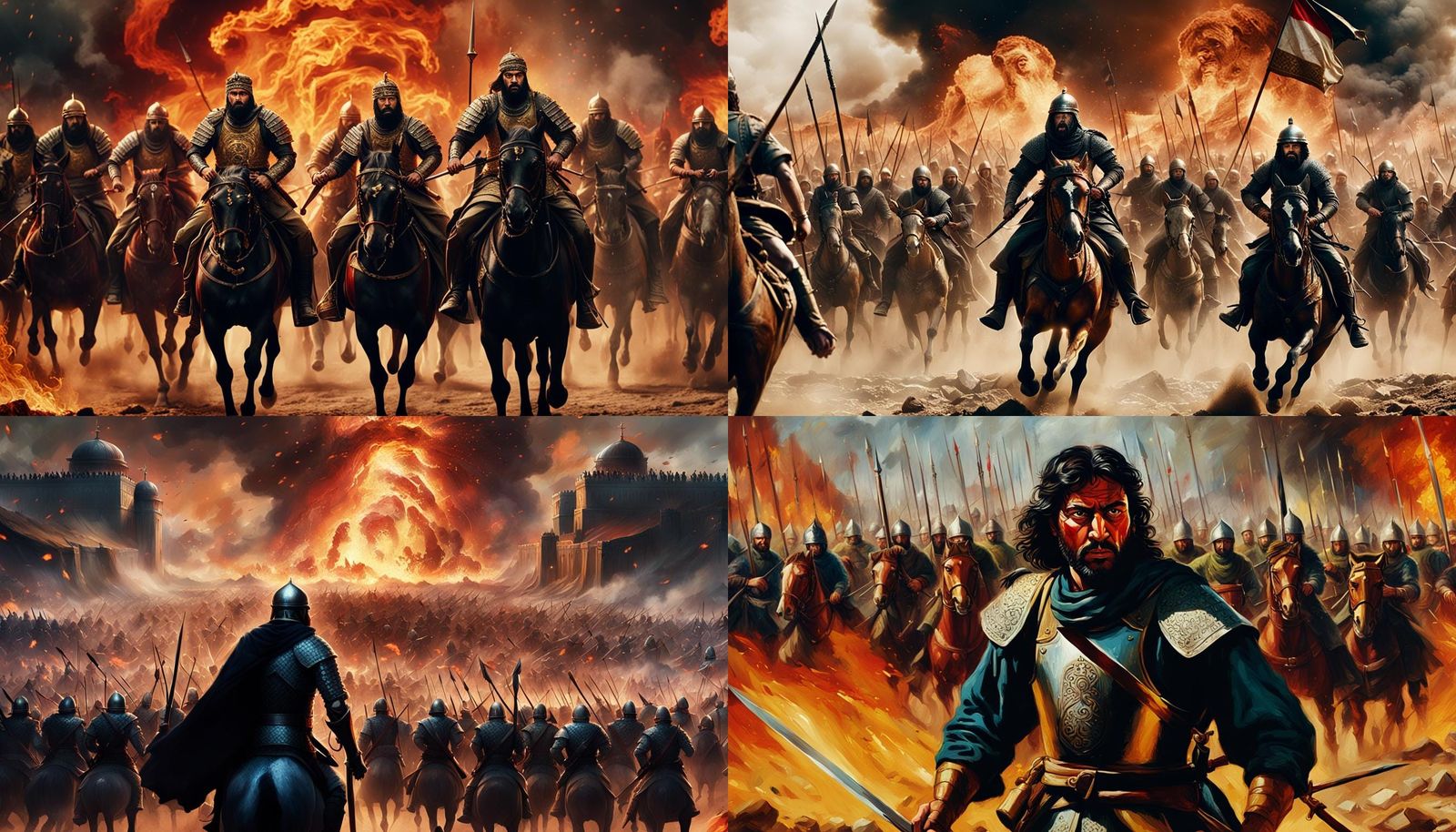 Epic Battle Scene with Armies Clashing