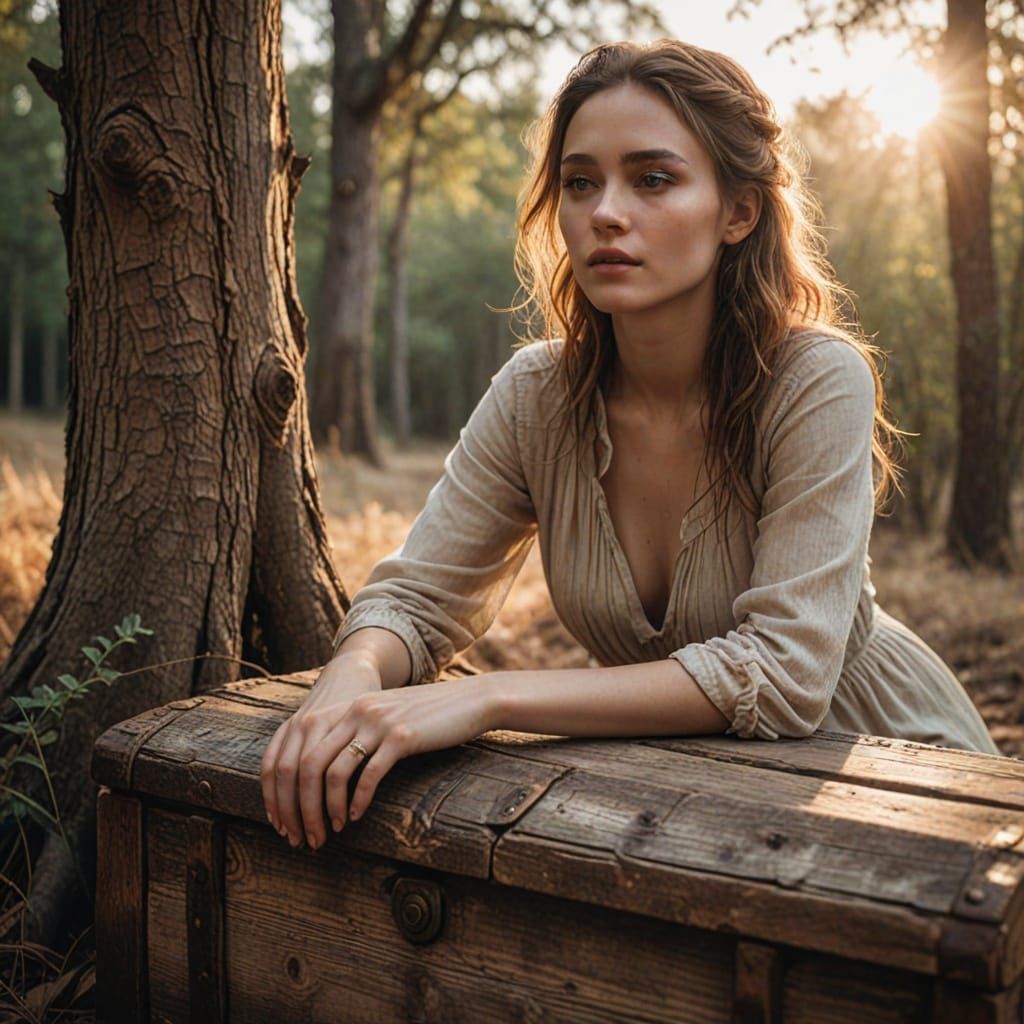 Ethereal Fantasy Portrait in Warm, Golden Light