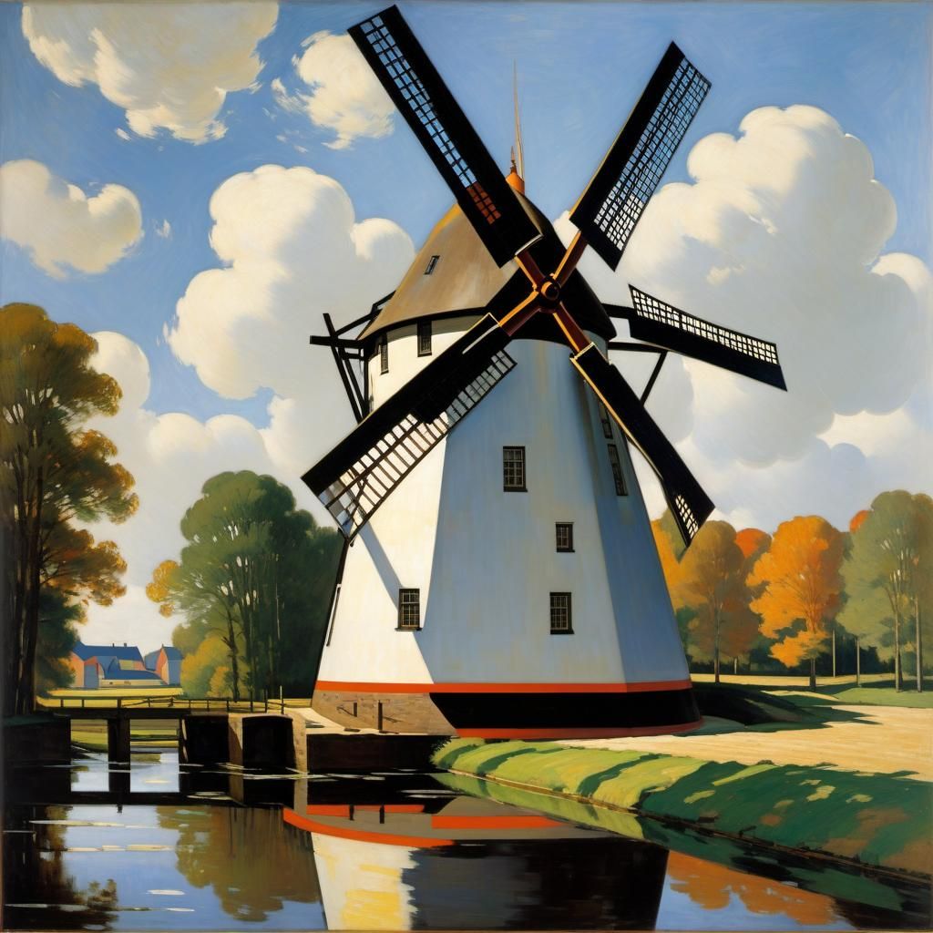 Winkel Mill in Sunlight, Constructivist Style