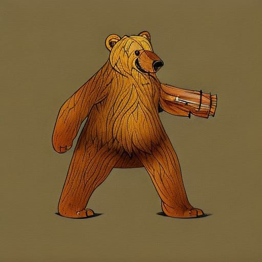 Fearsome Bear with Wooden Prosthetic Leg
