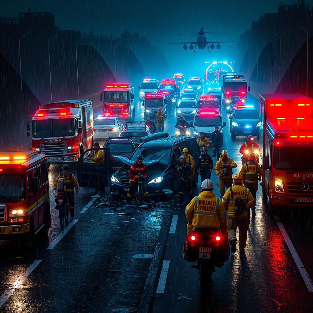 Multi-Vehicle Crash Scene in Hyper-Realistic Style