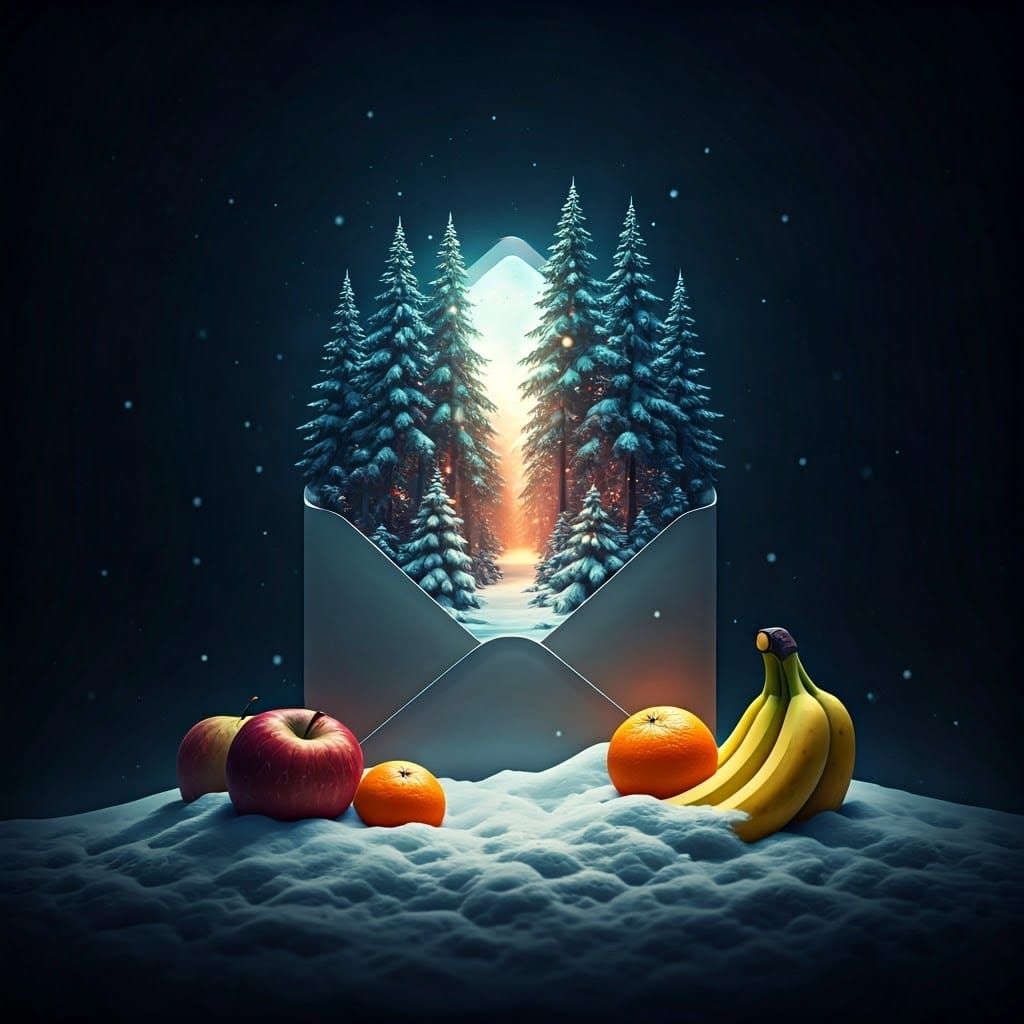 Enchanted Winter Wonderland Scene Unfolds from a Snowy Envel...