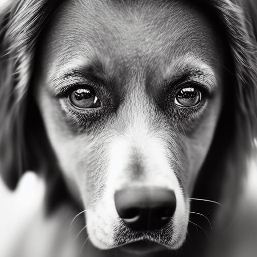Cuddly Dog Portrait in Black and White