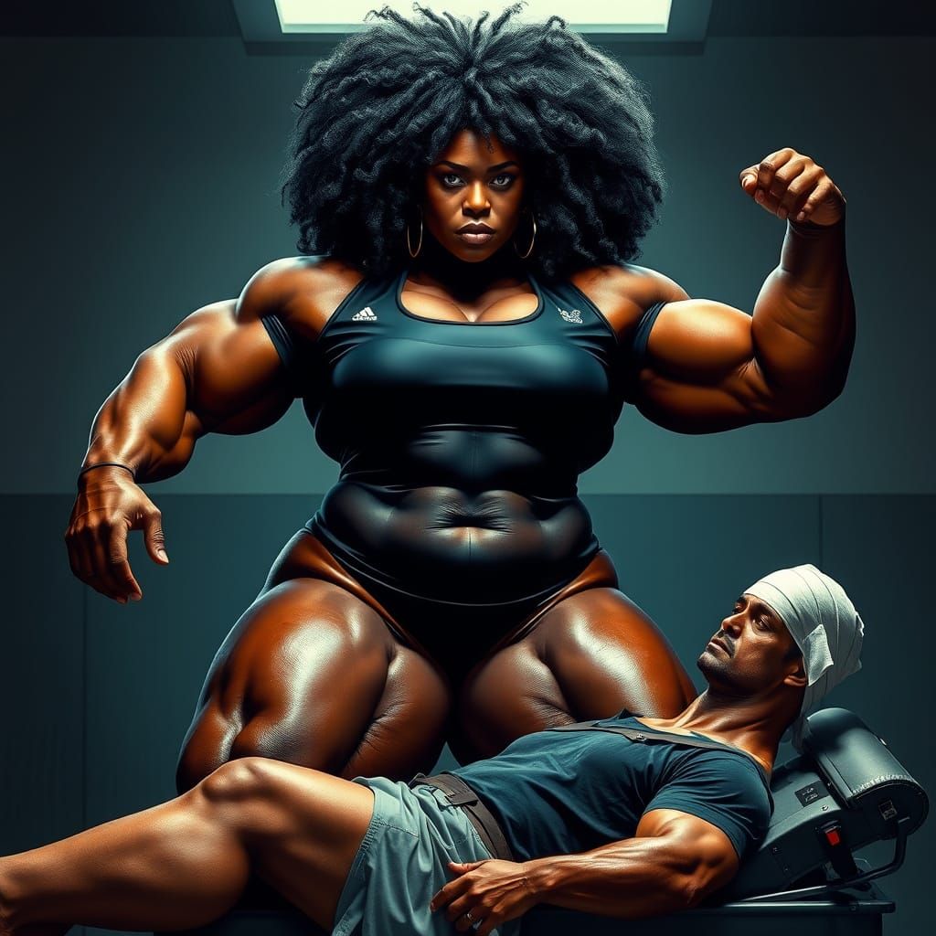 Strong Black Goddess in Motion, Impressive Biceps and Athlet...