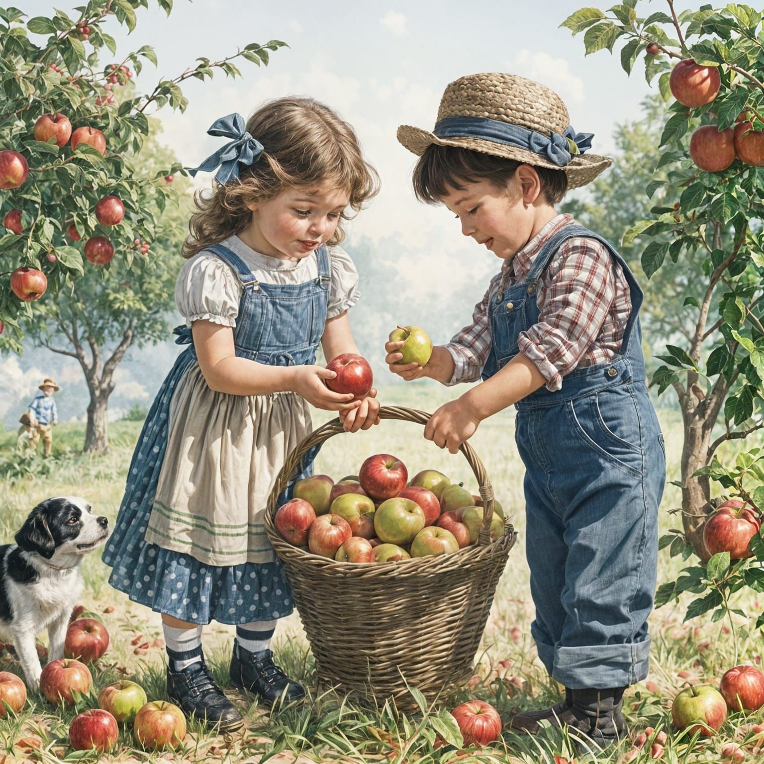 recogiendo manzanas