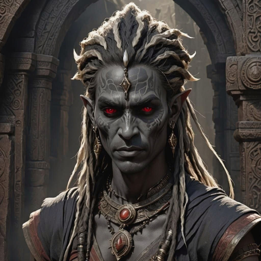 Dunmer Dark Elf Portrait in Detailed Digital Art